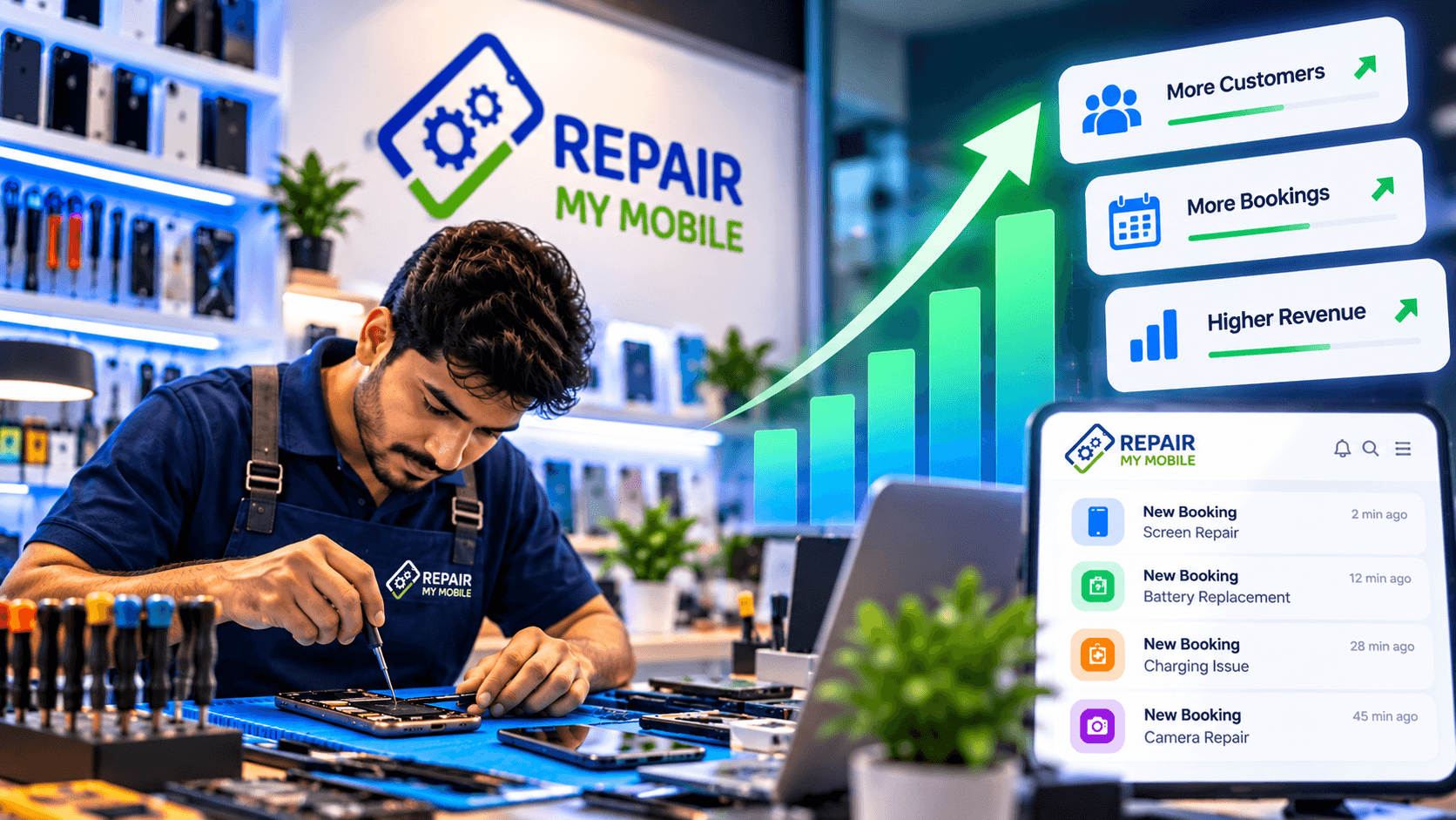 Repair shop growth dashboard